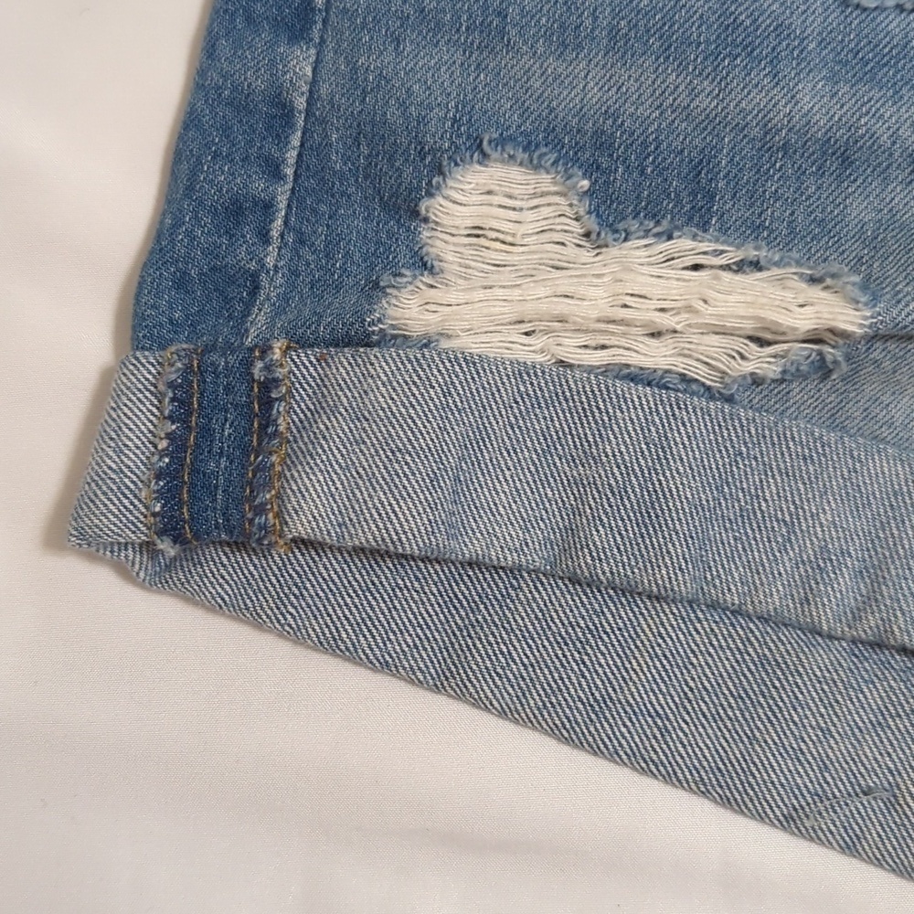 7 for All Mankind Distressed Denim Shorts, Color Blue Size 25 - Picture 5 of 15